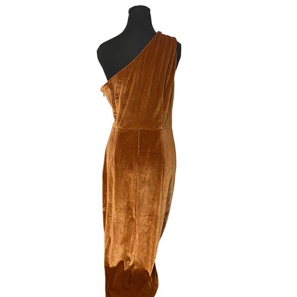Baltic Born Kourtney Velvet One Shoulder Midi Dress in Spice L Holiday Fall - Picture 3 of 12